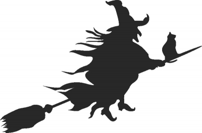 Witch And Her Cat Flying - DXF CNC dxf for Plasma Laser Waterjet Plotter Router Cut Ready Vector CNC file